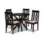 Callie Modern and Contemporary Fabric Upholstered 5 Piece Dining Set