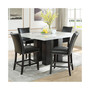 Camila Square 54" Marble Counter Height Table and Black Counter Chair 5pc Set (Table+4 Chairs)