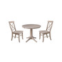 36" Round Extension Dining Table with 2 X-Back Chairs