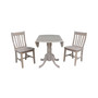 42" Dual Drop Leaf Table With 2 Schoolhouse Chairs