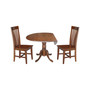42" Dual Drop Leaf Table with 2 Slat Back Dining Chairs - 3 Piece Dining Set