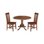 42" Dual Drop Leaf Table with 2 Slat Back Dining Chairs - 3 Piece Dining Set