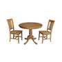 36" Round Top Pedestal Ext Table with 12" Leaf and 2 Rta Chairs
