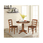 36" Round Extension Dining Table with Leaf and 2 Madrid Ladderback Chairs, 3 Piece Dining Set