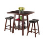 Orlando 3-Piece Set High Table, 2 Shelves with Cushion Seat Stools
