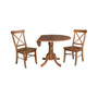 Dual Drop Leaf Table with 2 X Back Chairs, Set of 3