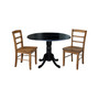 42" Dual Drop Leaf Table with 2 Ladder Back Dining Chairs - 3 Piece Dining Set