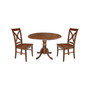 42" Dual Drop Leaf Table with 2 Cross Back Dining Chairs - 3 Piece Dining Set