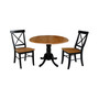 42" Dual Drop Leaf Dining Table with 2 X-back Chairs, 3 Piece Dining Set