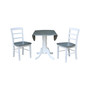 42" Dual Drop Leaf Dining Table with 2 Madrid Ladderback Chairs, 3 Piece Dining Set