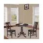 30" Round Top Pedestal Dining Table with 2 Remo Splatback Chairs, 3 Piece Dining Set