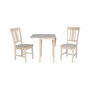Small Drop Leaf Dining Table with 2 Splat Back Chairs, 3 Piece Dining Set