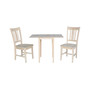 Small Drop Leaf Dining Table with 2 Splat Back Chairs, 3 Piece Dining Set