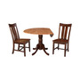 42" Dual Drop Leaf Table with 2 Splat Back Dining Chairs - 3 Piece Dining Set