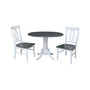 42" Dual Drop Leaf Dining Table with 2 Splat Back Chairs, 3 Piece Dining Set