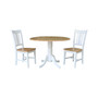 42" Dual Drop Leaf Table with 2 San Remo Splatback chairs, 3 Piece Dining Set