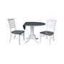 42" Dual Drop Leaf Dining Table with 2 Ladderback Chairs, 3 Piece Dining Set