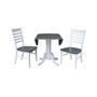 42" Dual Drop Leaf Dining Table with 2 Ladderback Chairs, 3 Piece Dining Set