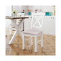 2 Pieces Farmhouse Rustic Wood Kitchen Upholstered X-Back Dining Chairs, Beige+White
