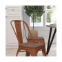 Calumet Metal Stacking Chair With Curved, Slatted Back And Rustic Wood Seat