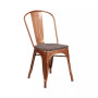 Calumet Metal Stacking Chair With Curved, Slatted Back And Rustic Wood Seat