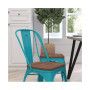 Calumet Metal Stacking Chair With Curved, Slatted Back And Rustic Wood Seat
