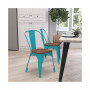 Calumet Metal Stacking Chair With Curved, Slatted Back And Rustic Wood Seat