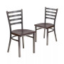 2 Pack Clear Coated Ladder Back Metal Restaurant Chair