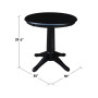 30" Round Top Pedestal Table- 28.9"H