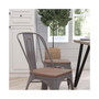 Stackable Metal Vertical Slat Back Dining Chair With Textured Wood Seat