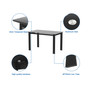 Modern tempered glass black dining table, simple rectangular metal table legs living room kitchen table