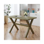 Farmhouse Rustic Wood Kitchen Dining Table with X-shape Legs, Gray Green