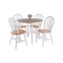 Sorella 5 Piece Drop Leaf Solid Wood Dining Table with Windsor Chairs - Natural and White