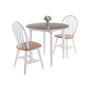 Sorella 3 Piece Drop Leaf Solid Wood Dining Table with Windsor Chairs - Natural and White