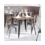Perth Metal Stacking Dining Chairs With Poly Resin Seats For Indoor/Outdoor Use
