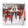 Perth Metal Stacking Dining Chairs With Poly Resin Seats For Indoor/Outdoor Use