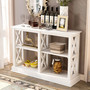 Console Table with 3-Tier Open Storage Spaces and "X" Legs, Narrow Sofa Entry Table for Living Room (White)