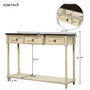 Console Table Sofa Table with Drawers for Entryway with Projecting Drawers and Long Shelf (Beige)