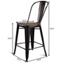 Copper Set of 4 Metal Wood Counter Stool Kitchen Bar Chairs
