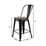 Copper Set of 4 Metal Wood Counter Stool Kitchen Bar Chairs