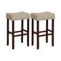 Set of 2 Bar Stools Bar Height Saddle Kitchen Chairs with Wooden Legs