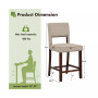 Set of 2 Upholstered PVC Leather Bar Stools 24.5'' Dining Chairs with Back