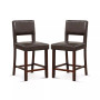 Set of 2 Upholstered PVC Leather Bar Stools 24.5'' Dining Chairs with Back