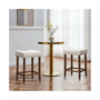 Set of 2 Nailhead Saddle Bar Stools Rubber Wood 24'' Height