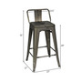 Set of 4 Low Back Metal Counter Stool 24'' Seat Height