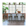 Set of 4 Low Back Metal Counter Stool 24'' Seat Height