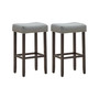 Set of 2 Nailhead Saddle Bar Stools 29" Height