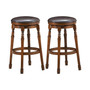 Set of 2 29'' Swivel Bar Stool Leather Dining Kitchen Pub Chair
