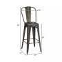 Set of 4 High Back Metal Stool 30'' Seat Bar Height