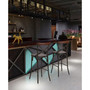 Rustic Steel Bar Stool with Solid ELM Wood Seat and Back Support, Set of 2